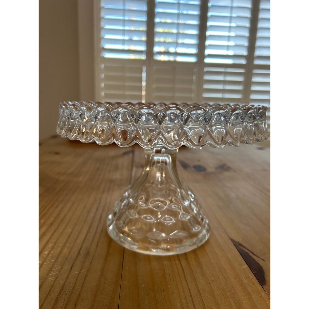 Vintage Fostoria American‎ Pattern Cake Stand Scalloped Edge - Picture 5 of 6